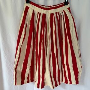 ModCloth Red and White Stripe Pleated Skirt
